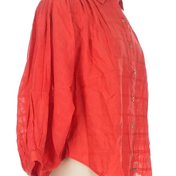 Mother Don't Lose Your Shirt Blouse Size XS 3/4 Sleeve Button Down Cotton Logo - Picture 4 of 10